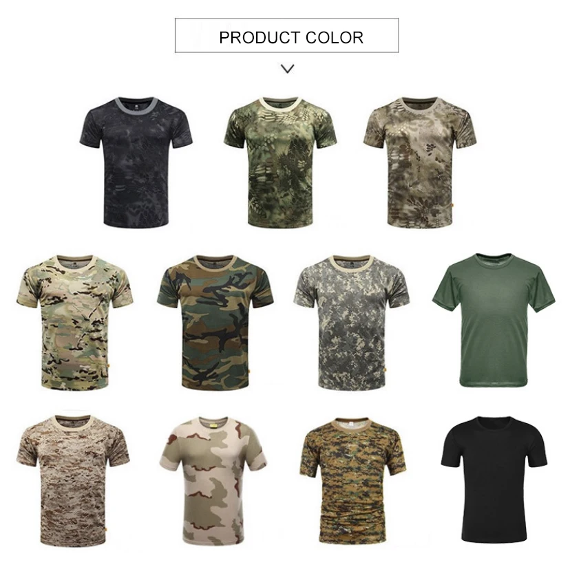 Men Casual Tactical T Shirts Short Sleeve Camouflage T-Shirt Quick Dry Outdoor Gym Top Tees Cargo T Shirt Male Clothing