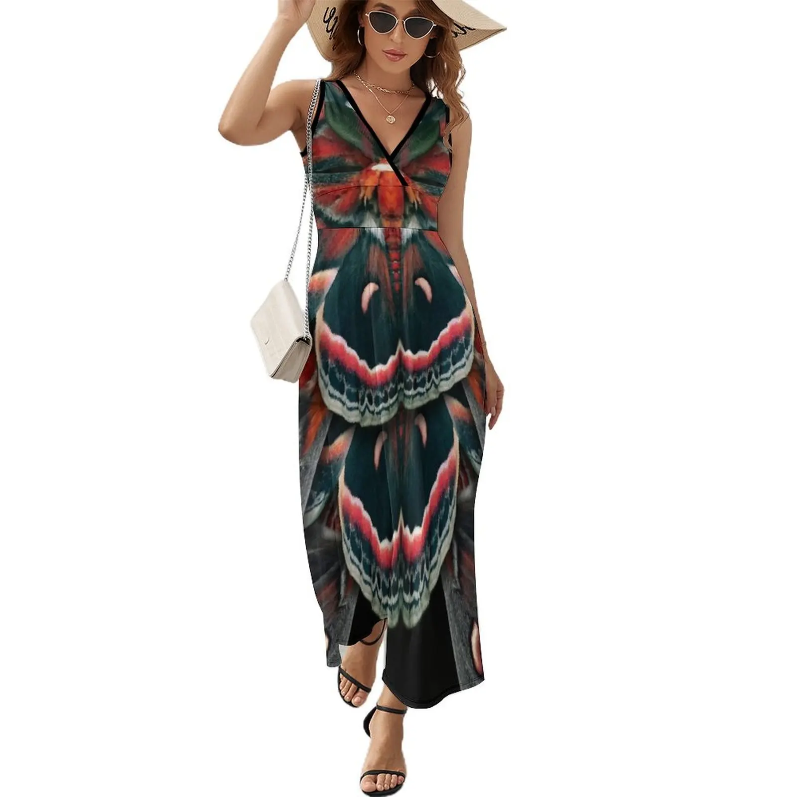 Cecropia Moth Mandala - Symmetrical Sleeveless Dress summer women's dress 2025 loose summer dress