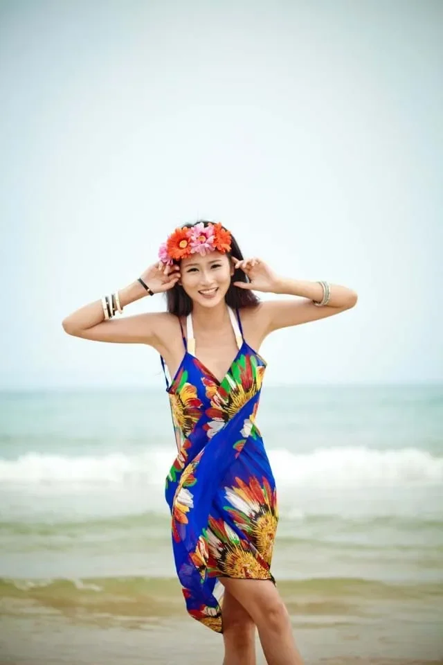 Printed Cover-ups Sexy Beach Dress Women Halter Sling Chiffon Beach Towel Bikini Wrap Pareo Skirts Open-Back Swimwear