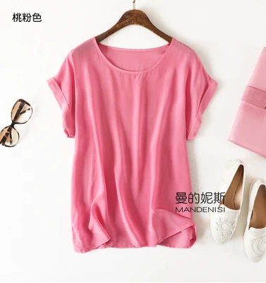 Summer New Arrive High Quality 100% Mulberry Silk Office Lady Blouse Short Sleeved Summer New Arrive High Quality 100% Mulberry Silk Office Lady Blouse Short Sleeved