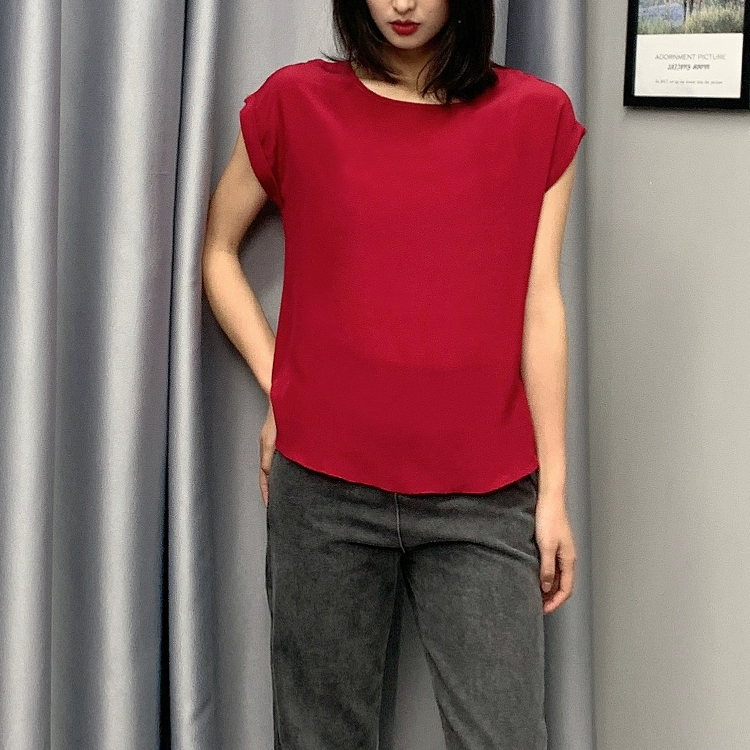 Summer New Arrive High Quality 100% Mulberry Silk Office Lady Blouse Short Sleeved Summer New Arrive High Quality 100% Mulberry Silk Office Lady Blouse Short Sleeved