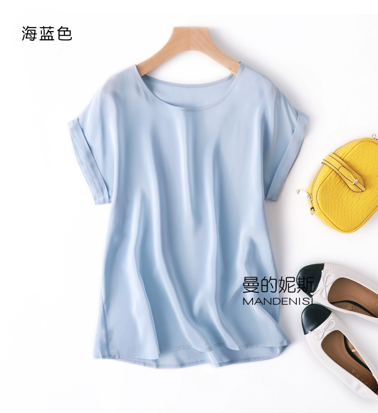 Summer New Arrive High Quality 100% Mulberry Silk Office Lady Blouse Short Sleeved Summer New Arrive High Quality 100% Mulberry Silk Office Lady Blouse Short Sleeved
