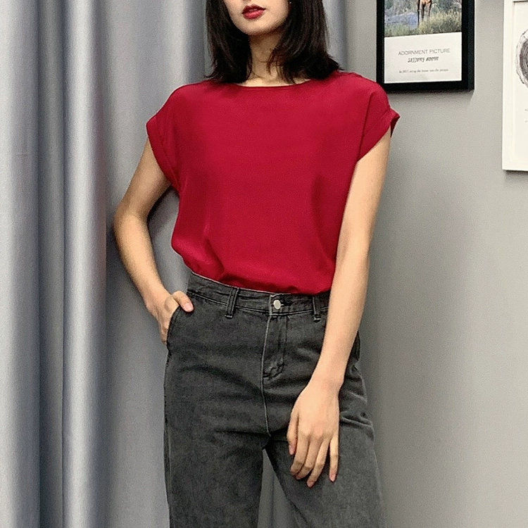 Summer New Arrive High Quality 100% Mulberry Silk Office Lady Blouse Short Sleeved Summer New Arrive High Quality 100% Mulberry Silk Office Lady Blouse Short Sleeved