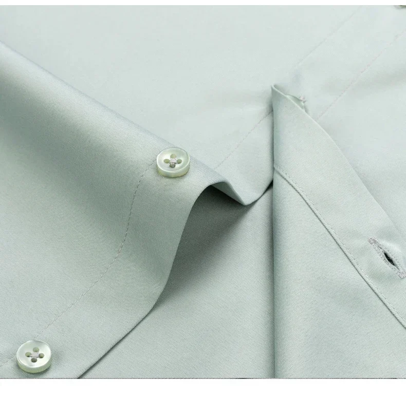 Business Shirt Men New No-iron Slim Fashion Long-sleeved Tees Lapel Formal Male Brand Clothing White Gray Blue Pink Shirt