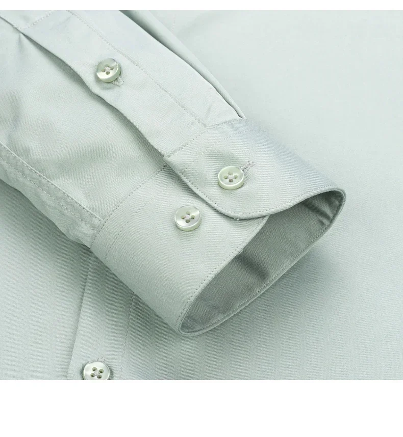 Business Shirt Men New No-iron Slim Fashion Long-sleeved Tees Lapel Formal Male Brand Clothing White Gray Blue Pink Shirt