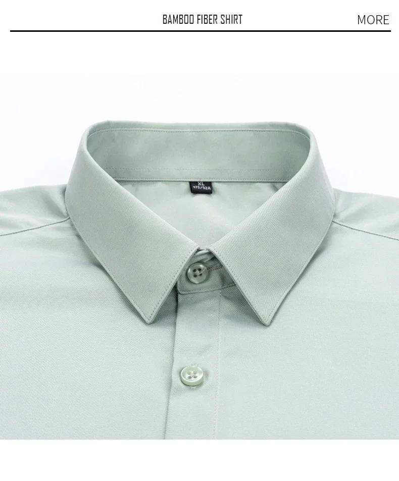 Business Shirt Men New No-iron Slim Fashion Long-sleeved Tees Lapel Formal Male Brand Clothing White Gray Blue Pink Shirt