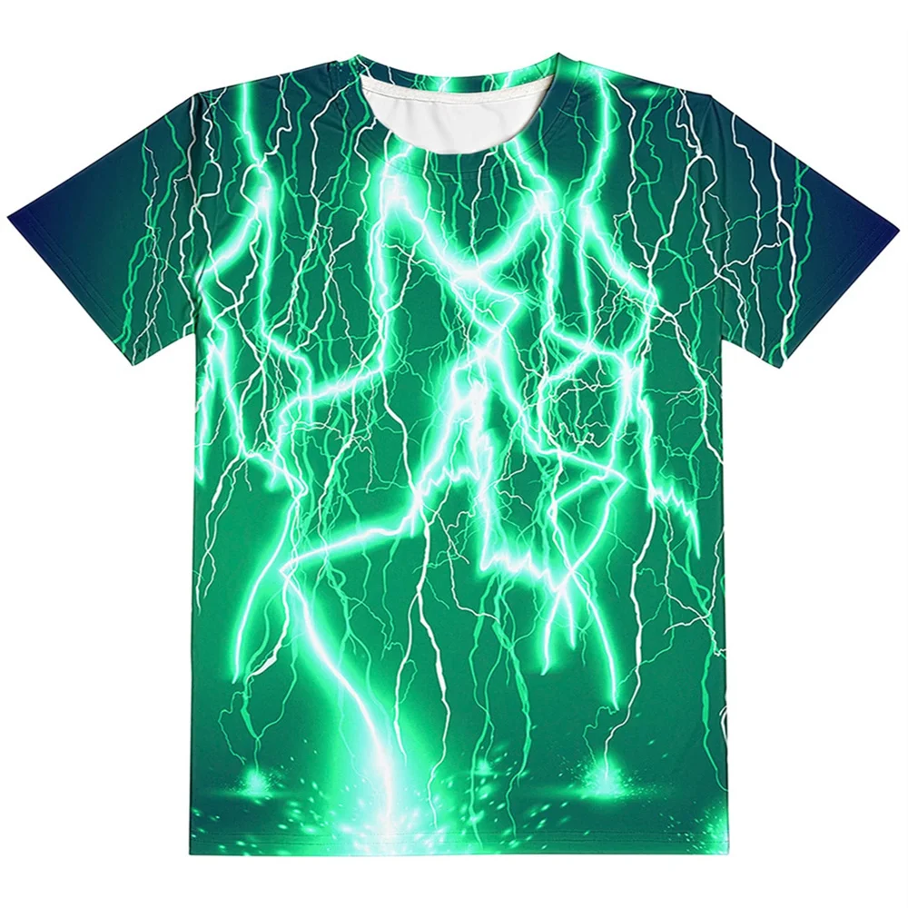 kids T-Shirts 3D Print Flame lightning Pattern Round Neck T-Shirts Casual Boys Girls Tops Oversized Fashion Kids Tees Clothing