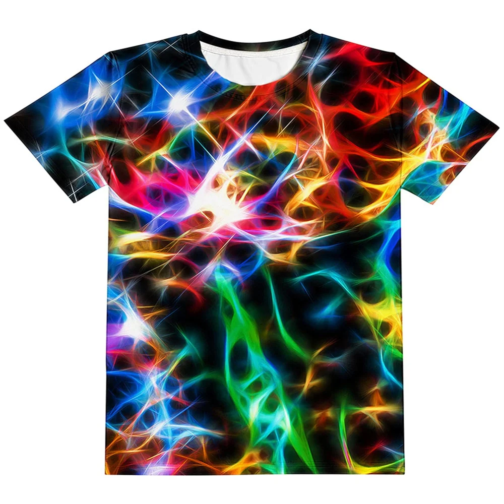 kids T-Shirts 3D Print Flame lightning Pattern Round Neck T-Shirts Casual Boys Girls Tops Oversized Fashion Kids Tees Clothing