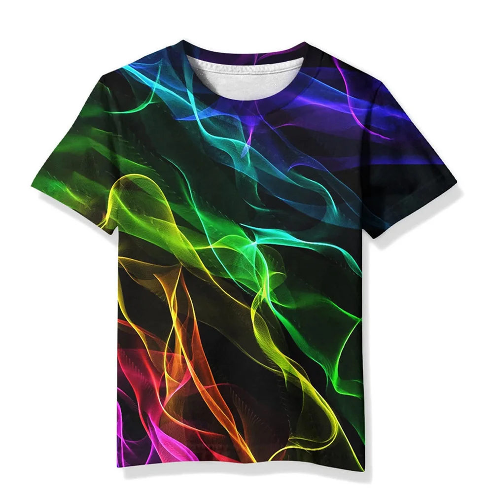 kids T-Shirts 3D Print Flame lightning Pattern Round Neck T-Shirts Casual Boys Girls Tops Oversized Fashion Kids Tees Clothing