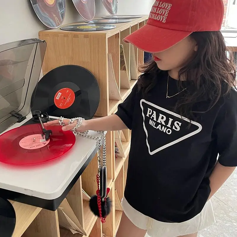 Summer Girls T Shirt Baby Tee Shirt Kids Tops Children Brand Clothes Fashion Casual Letter Print New 2-9Y