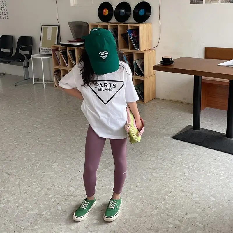 Summer Girls T Shirt Baby Tee Shirt Kids Tops Children Brand Clothes Fashion Casual Letter Print New 2-9Y