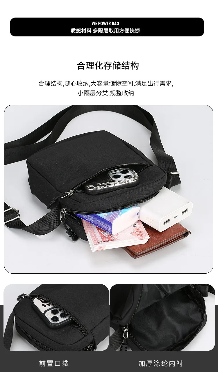 Oxford Shoulder Bag Durable Mini Black Mobile Phone Bag Waist Pack Men Crossbody Bags Man Bag Handbag