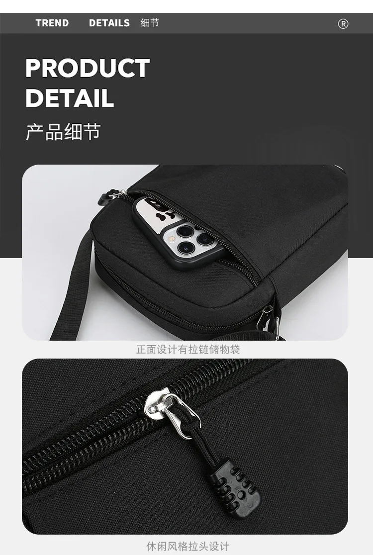 Oxford Shoulder Bag Durable Mini Black Mobile Phone Bag Waist Pack Men Crossbody Bags Man Bag Handbag