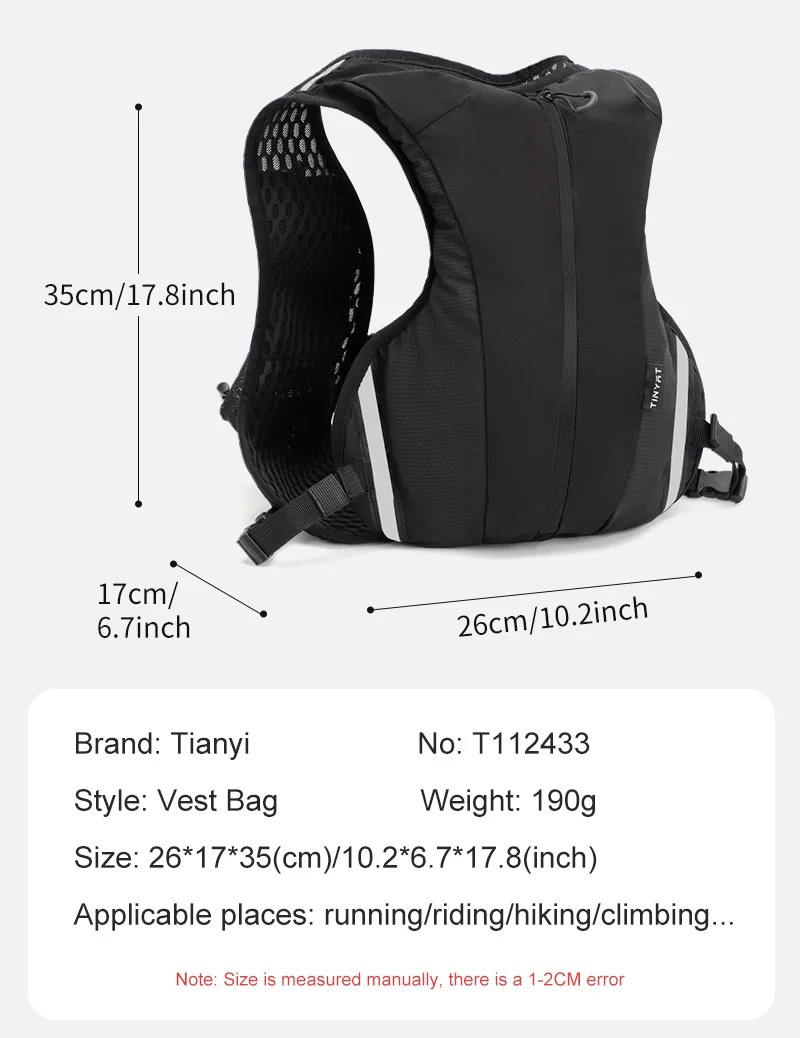TINYAT Reflective Multi-function Vest Bag for Men Women Sports Chest Bag Hip Hop Street Cloth Bag Hiking Cycling Accessories