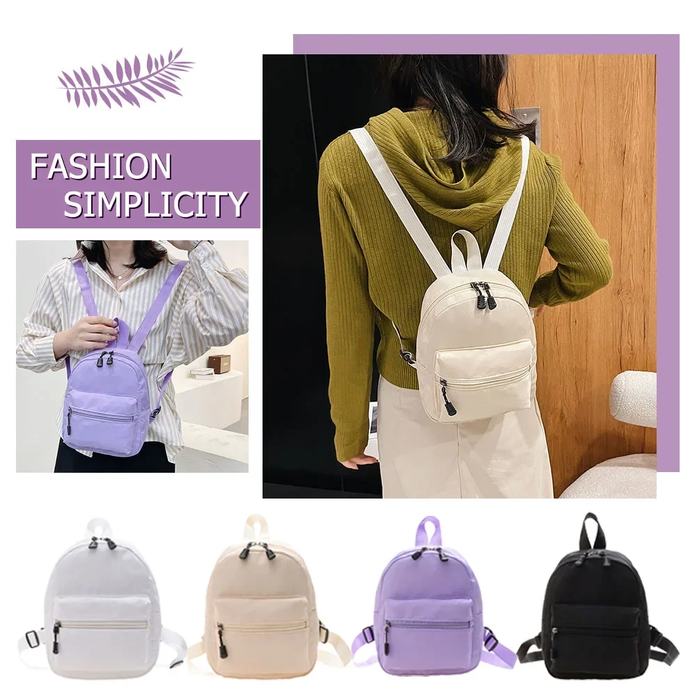 Women's Mini Backpack - Trendy Nylon Small Rucksack for Teen Girls, Lightweight School Bag Casual Daypack White