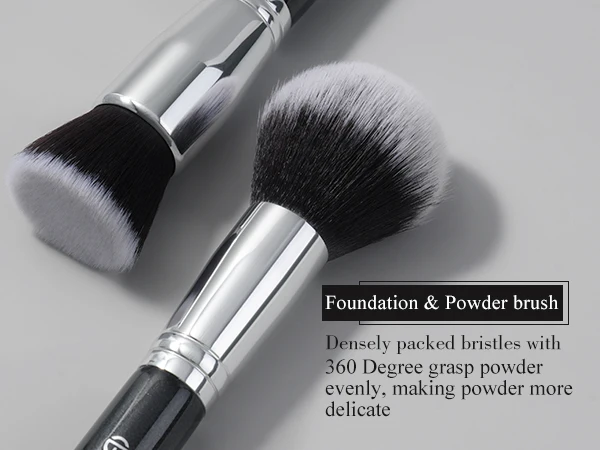 BEILI 6 Pcs Black Makeup Brushes Set Soft Synthetic Foundation Loose Powder Eyeshadow Detail Brush Hair Blush Brush Beauty Tool