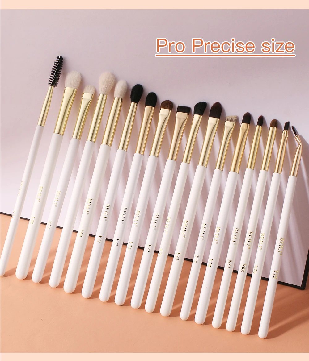 BEILI White Golden Makeup Brushes Set Professional Goat Hair Foundation Contour Bronzer Blush Kakubi Beauty brochas maquillaje