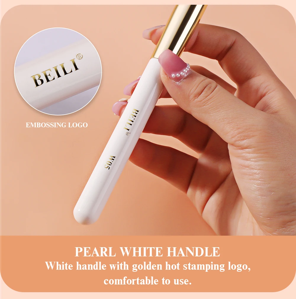 BEILI White Golden Makeup Brushes Set Professional Goat Hair Foundation Contour Bronzer Blush Kakubi Beauty brochas maquillaje