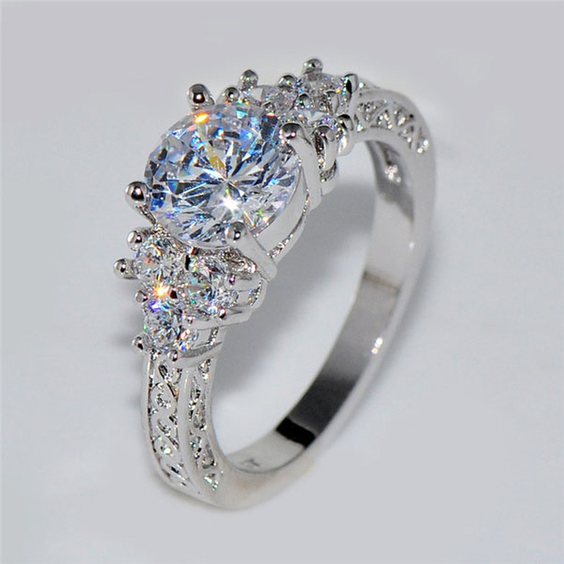 Exquisite Fashion Silver Color Engagement Rings for Women Fashion White Zircon Stones Ring Anniversary Bridal Wedding Jewelry Exquisite Fashion Silver Color Engagement Rings for Women Fashion White Zircon Stones Ring Anniversary Bridal Wedding Jewelry