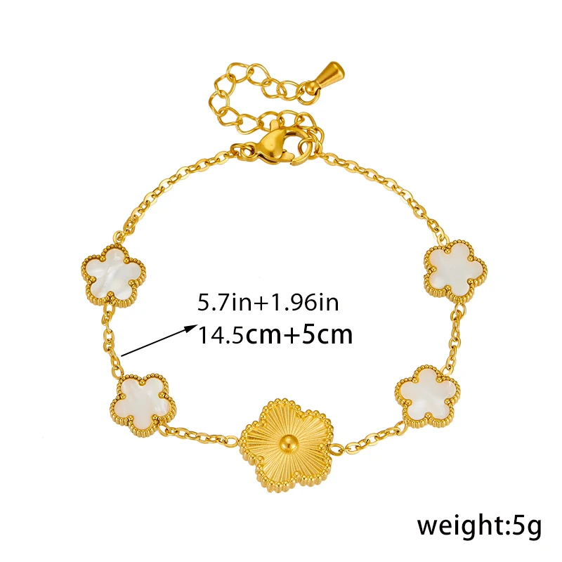 XIYANIKE 316L Stainless Steel Gold Color Five Leaf Flower Charm Bracelet For Women 2023 New Luxury Zircon Clover Bangle Jewelry XIYANIKE 316L Stainless Steel Gold Color Five Leaf Flower Charm Bracelet For Women 2023 New Luxury Zircon Clover Bangle Jewelry