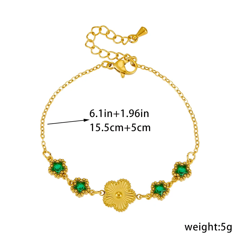 XIYANIKE 316L Stainless Steel Gold Color Five Leaf Flower Charm Bracelet For Women 2023 New Luxury Zircon Clover Bangle Jewelry XIYANIKE 316L Stainless Steel Gold Color Five Leaf Flower Charm Bracelet For Women 2023 New Luxury Zircon Clover Bangle Jewelry