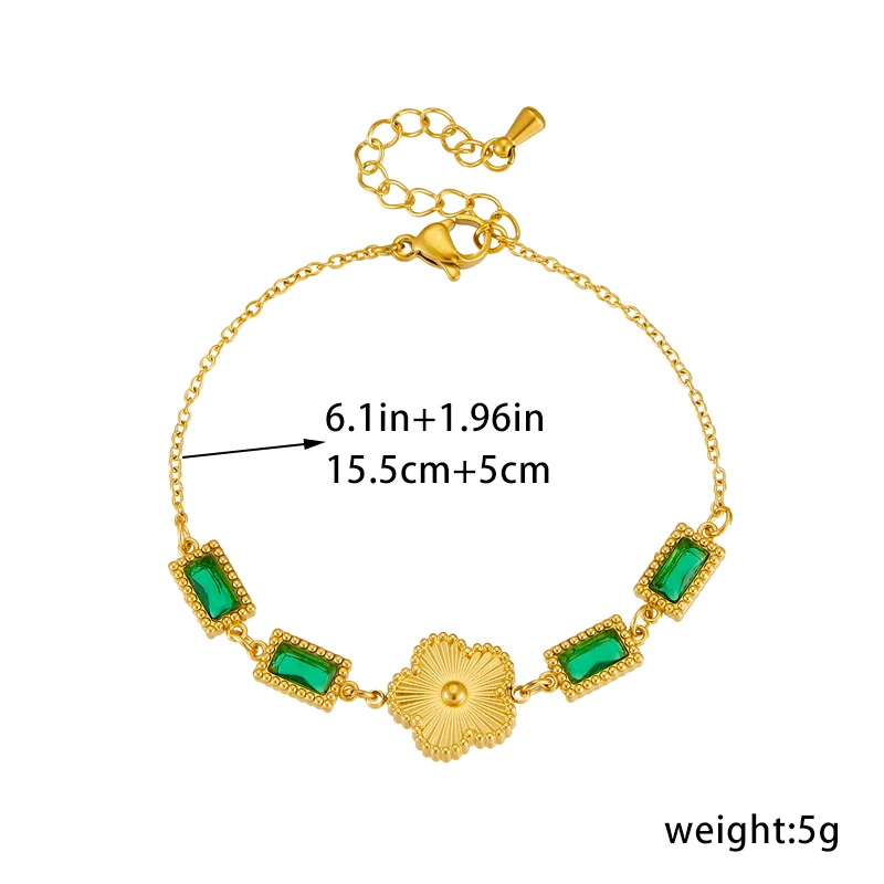 XIYANIKE 316L Stainless Steel Gold Color Five Leaf Flower Charm Bracelet For Women 2023 New Luxury Zircon Clover Bangle Jewelry XIYANIKE 316L Stainless Steel Gold Color Five Leaf Flower Charm Bracelet For Women 2023 New Luxury Zircon Clover Bangle Jewelry