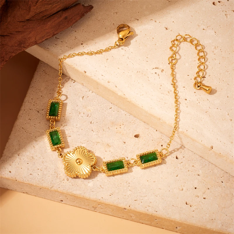 XIYANIKE 316L Stainless Steel Gold Color Five Leaf Flower Charm Bracelet For Women 2023 New Luxury Zircon Clover Bangle Jewelry XIYANIKE 316L Stainless Steel Gold Color Five Leaf Flower Charm Bracelet For Women 2023 New Luxury Zircon Clover Bangle Jewelry