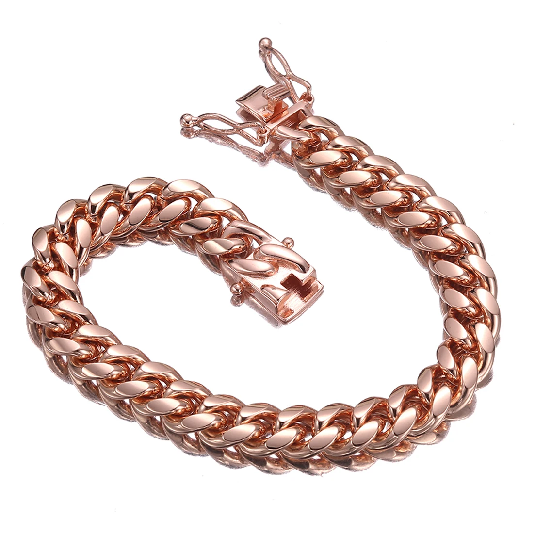 Gold Color/Rose Gold Stainless Steel Curb Cuban Link Chain Bracelet Bangle Jewelry 7-11inch for Men Women 8/10/12/14/16/18mm Gold Color/Rose Gold Stainless Steel Curb Cuban Link Chain Bracelet Bangle Jewelry 7-11inch for Men Women 8/10/12/14/16/18mm
