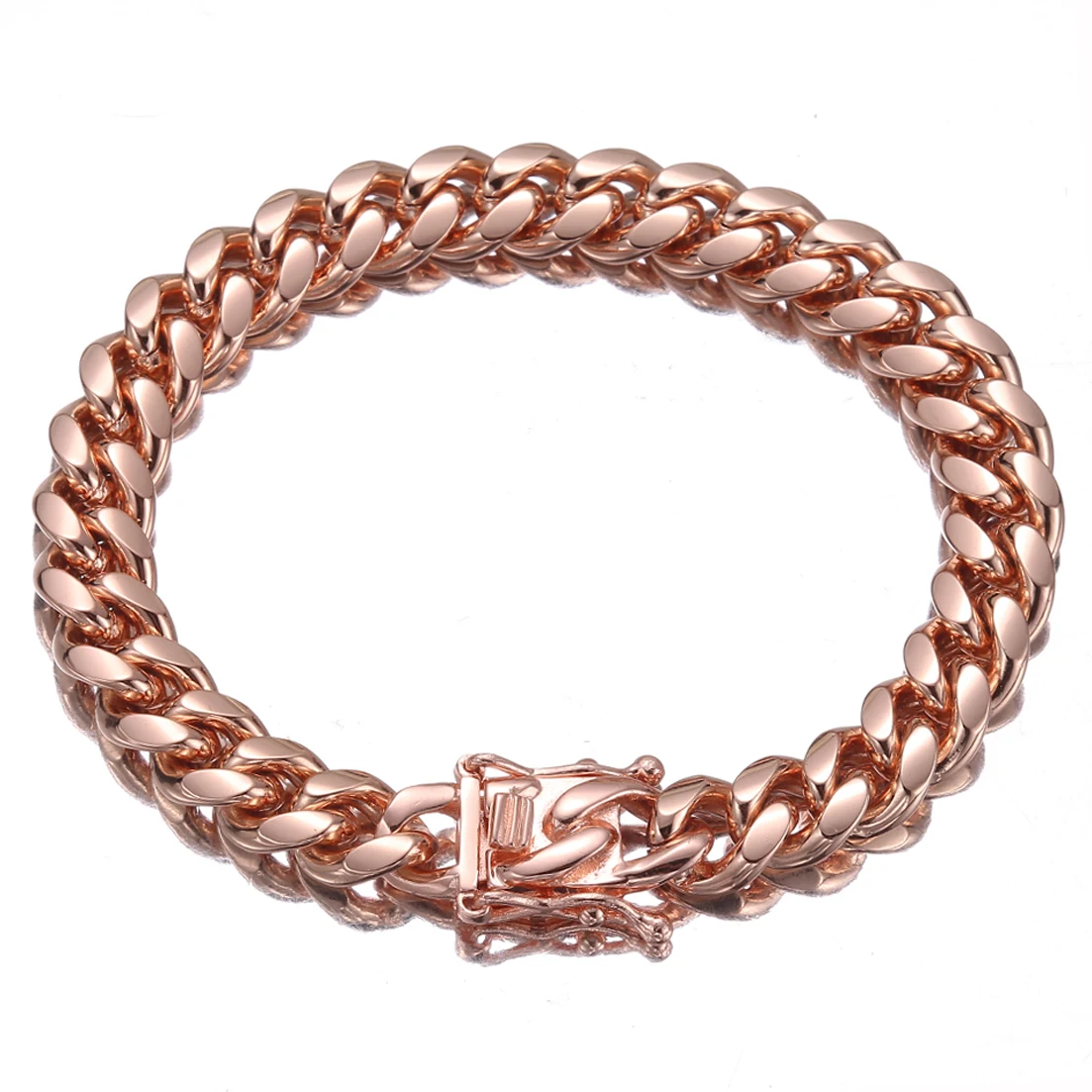 Gold Color/Rose Gold Stainless Steel Curb Cuban Link Chain Bracelet Bangle Jewelry 7-11inch for Men Women 8/10/12/14/16/18mm Gold Color/Rose Gold Stainless Steel Curb Cuban Link Chain Bracelet Bangle Jewelry 7-11inch for Men Women 8/10/12/14/16/18mm