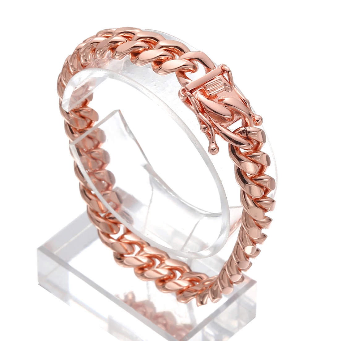Gold Color/Rose Gold Stainless Steel Curb Cuban Link Chain Bracelet Bangle Jewelry 7-11inch for Men Women 8/10/12/14/16/18mm Gold Color/Rose Gold Stainless Steel Curb Cuban Link Chain Bracelet Bangle Jewelry 7-11inch for Men Women 8/10/12/14/16/18mm