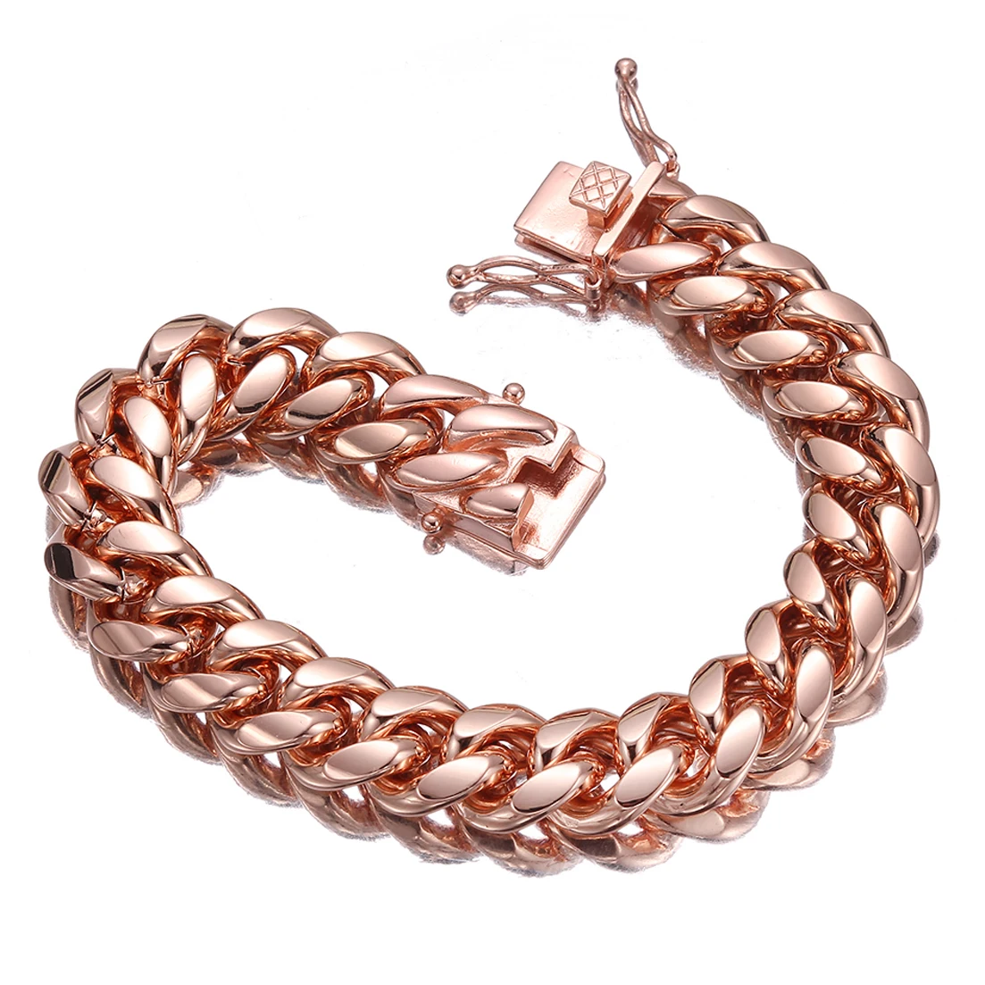 Gold Color/Rose Gold Stainless Steel Curb Cuban Link Chain Bracelet Bangle Jewelry 7-11inch for Men Women 8/10/12/14/16/18mm Gold Color/Rose Gold Stainless Steel Curb Cuban Link Chain Bracelet Bangle Jewelry 7-11inch for Men Women 8/10/12/14/16/18mm
