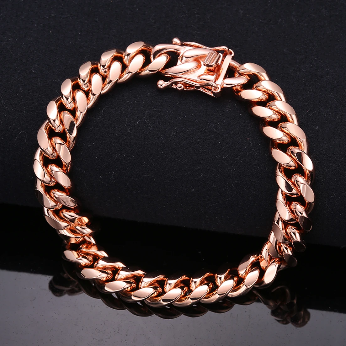 Gold Color/Rose Gold Stainless Steel Curb Cuban Link Chain Bracelet Bangle Jewelry 7-11inch for Men Women 8/10/12/14/16/18mm Gold Color/Rose Gold Stainless Steel Curb Cuban Link Chain Bracelet Bangle Jewelry 7-11inch for Men Women 8/10/12/14/16/18mm