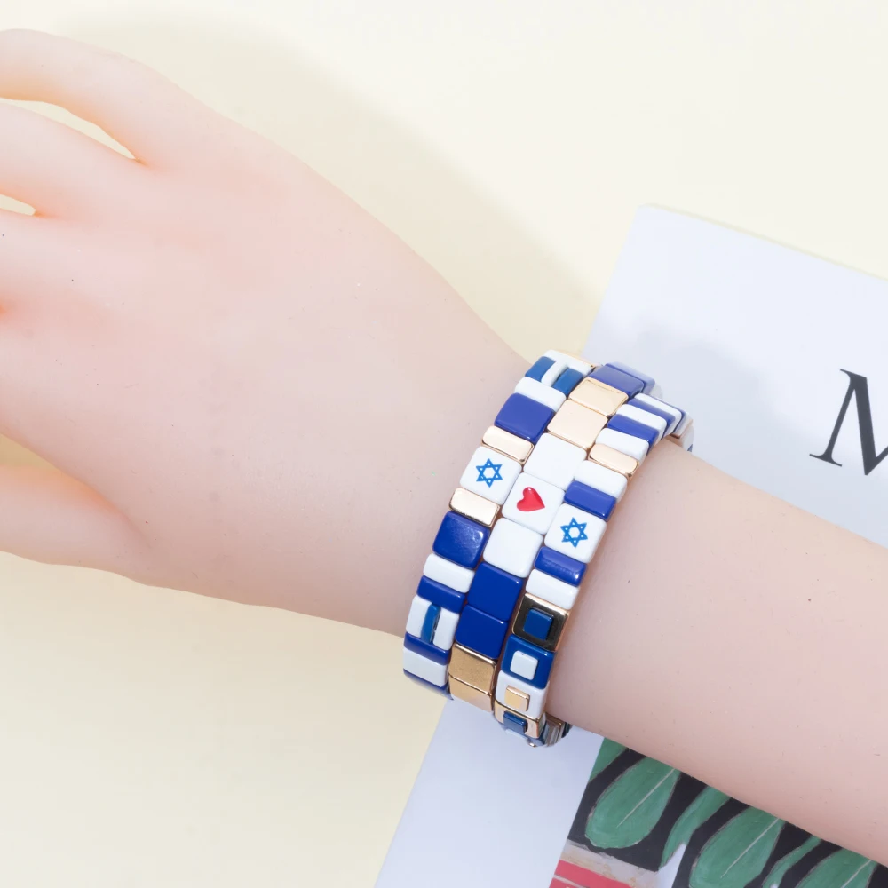 2024 New Design Nation Bracelet For Patriot Bracelet Handmade White and Blue Beaded Bangle For Women Boho Jewelry Star Charm Jew 2024 New Design Nation Bracelet For Patriot Bracelet Handmade White and Blue Beaded Bangle For Women Boho Jewelry Star Charm Jew