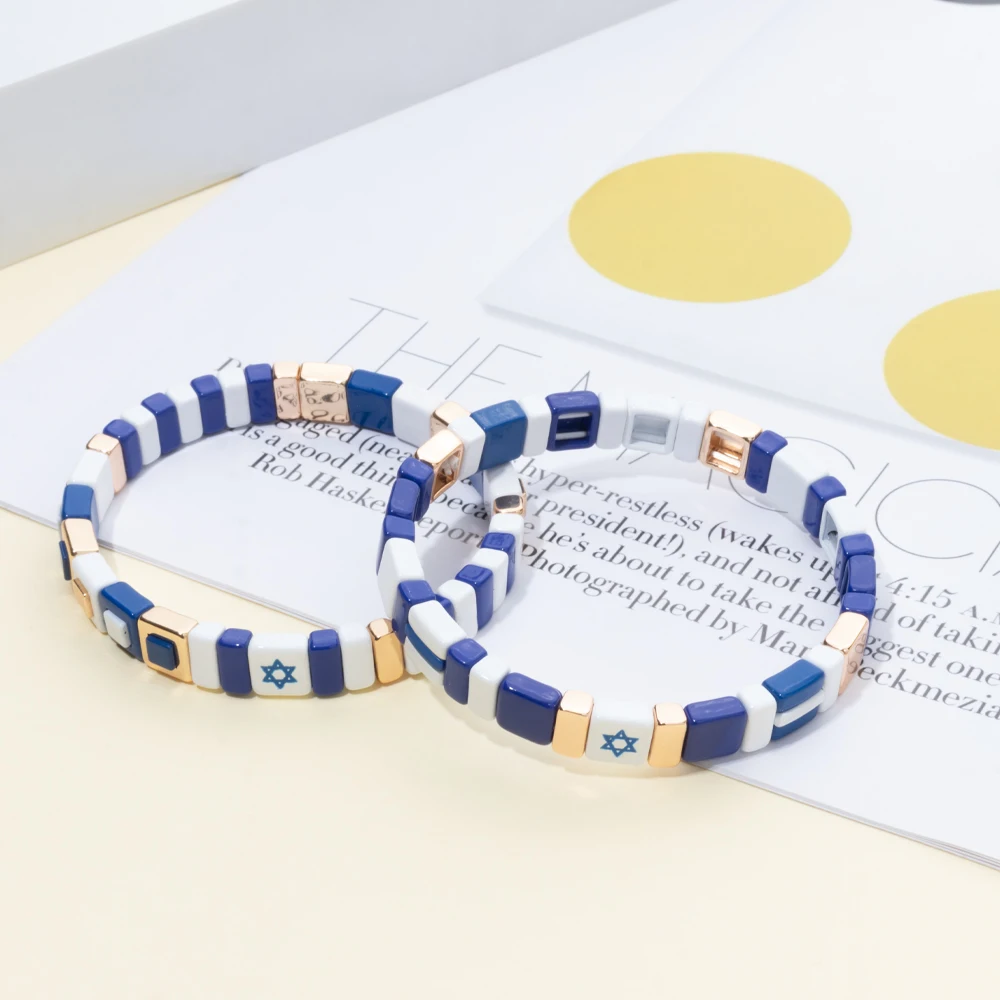 2024 New Design Nation Bracelet For Patriot Bracelet Handmade White and Blue Beaded Bangle For Women Boho Jewelry Star Charm Jew 2024 New Design Nation Bracelet For Patriot Bracelet Handmade White and Blue Beaded Bangle For Women Boho Jewelry Star Charm Jew