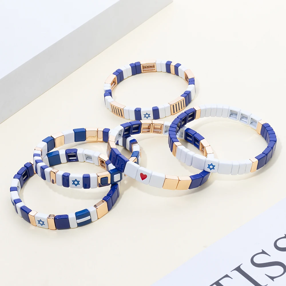 2024 New Design Nation Bracelet For Patriot Bracelet Handmade White and Blue Beaded Bangle For Women Boho Jewelry Star Charm Jew 2024 New Design Nation Bracelet For Patriot Bracelet Handmade White and Blue Beaded Bangle For Women Boho Jewelry Star Charm Jew