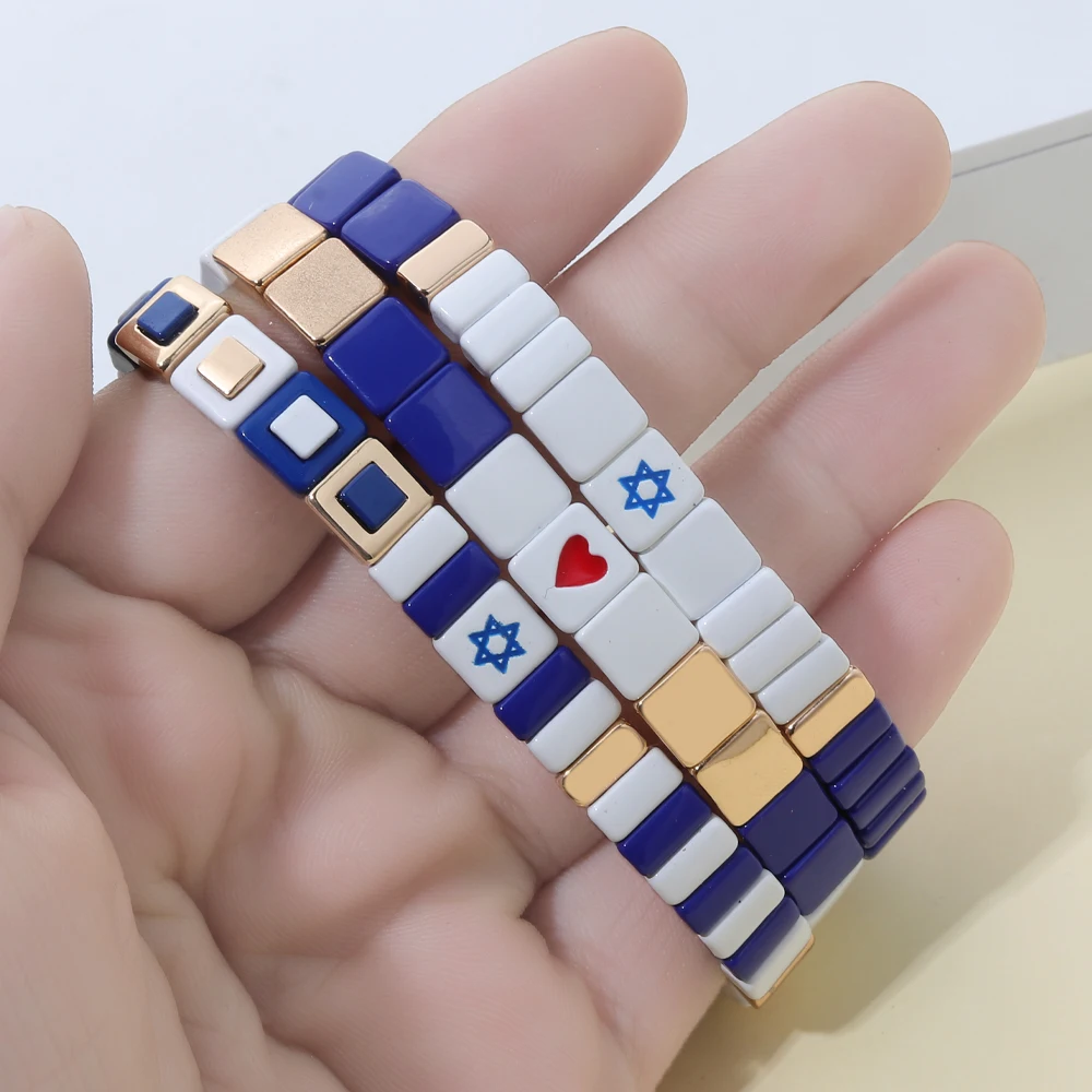 2024 New Design Nation Bracelet For Patriot Bracelet Handmade White and Blue Beaded Bangle For Women Boho Jewelry Star Charm Jew 2024 New Design Nation Bracelet For Patriot Bracelet Handmade White and Blue Beaded Bangle For Women Boho Jewelry Star Charm Jew