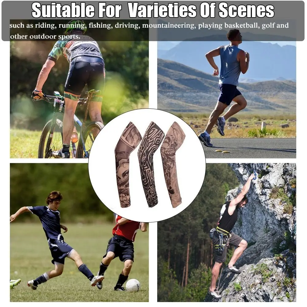 1Pcs Running Sportswear UV Protection Outdoor Sport Basketball Arm Cover Flower Arm Sleeves Tattoo Arm Sleeves Sun Protection