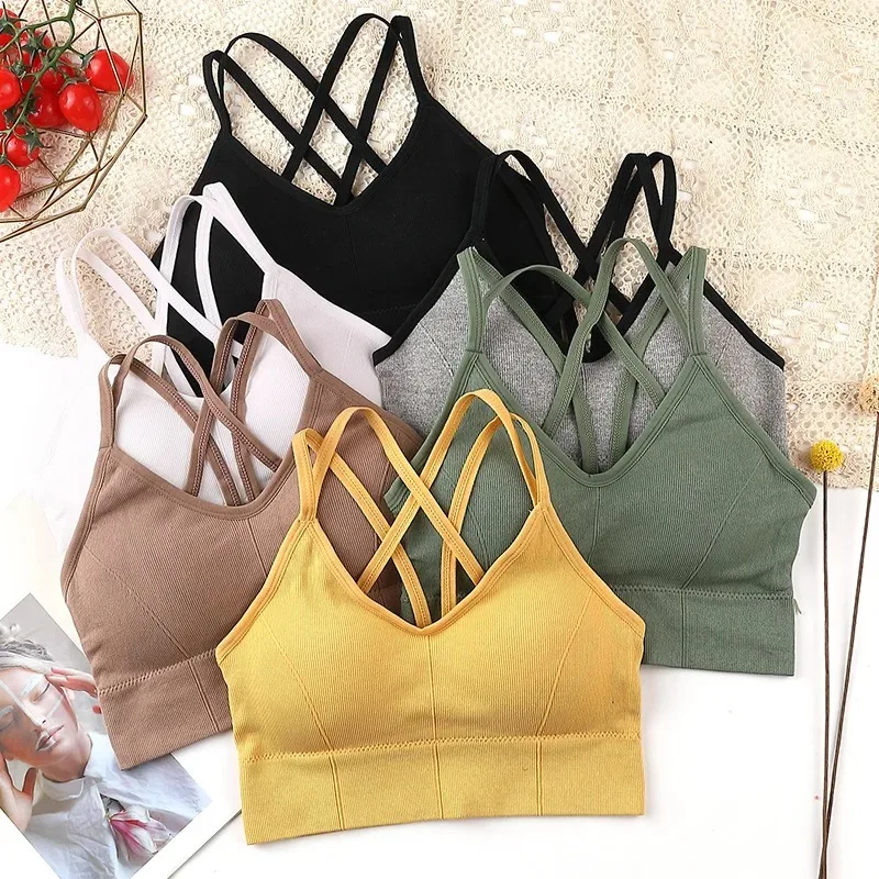 Sports Bra Sportswear Woman Gym Seamless Women's Underwear Yoga Workout Top Adjustable Shoulder Strap Inner Padded Vest Bralette