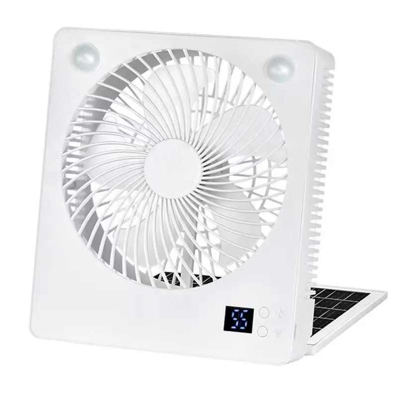 Solar Fan  4 COLOR Camping Gear Rechargeable Folding Quiet Cool Gadgets With LED Lights 3 Speeds Survival Gear For Home