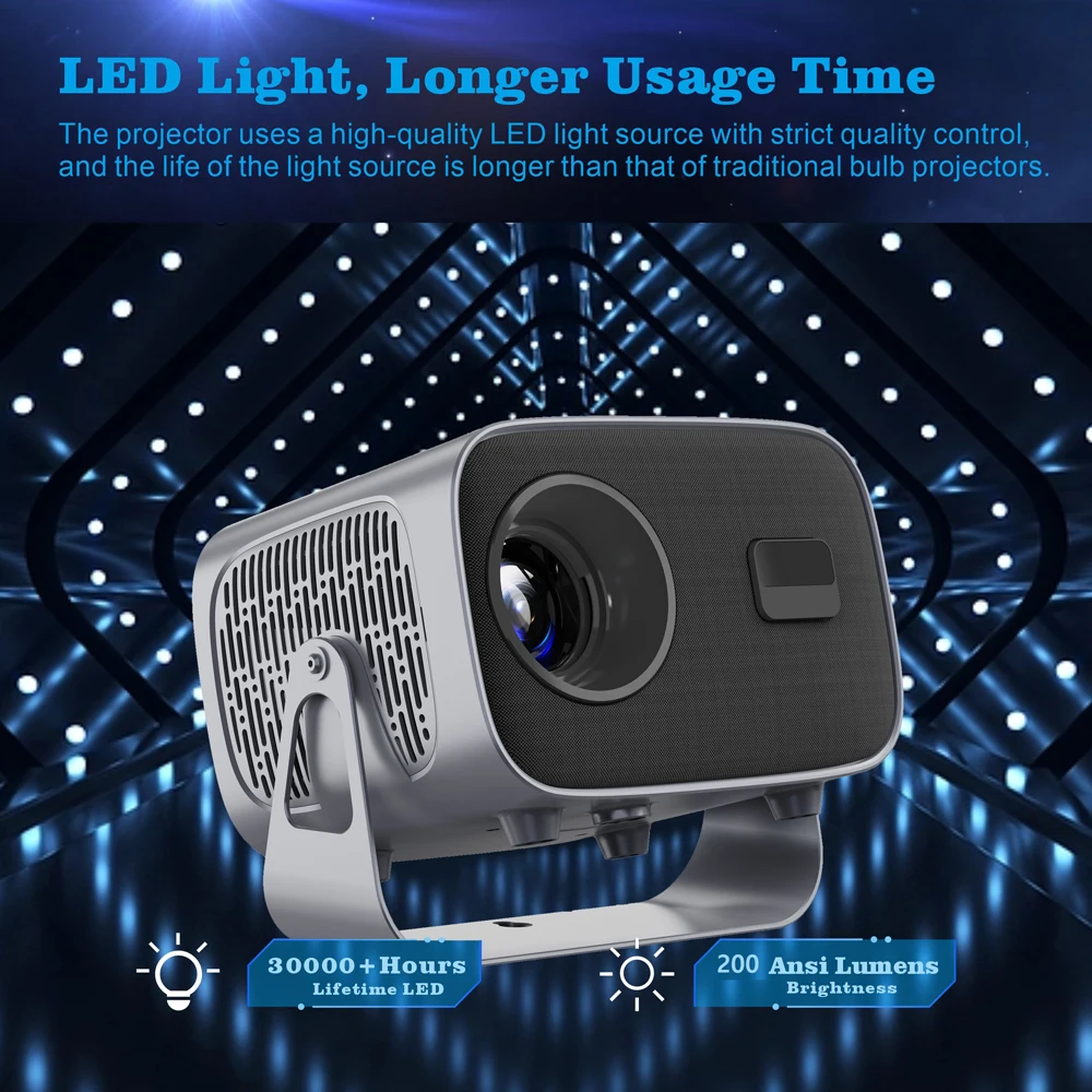 DEYSINN Projector 4K A10 Newly 1080P 660 ANSI Projector Android 13 WiFi6 BT5.5 Auto Focus Keystone Portable Outdoor Home Cinema