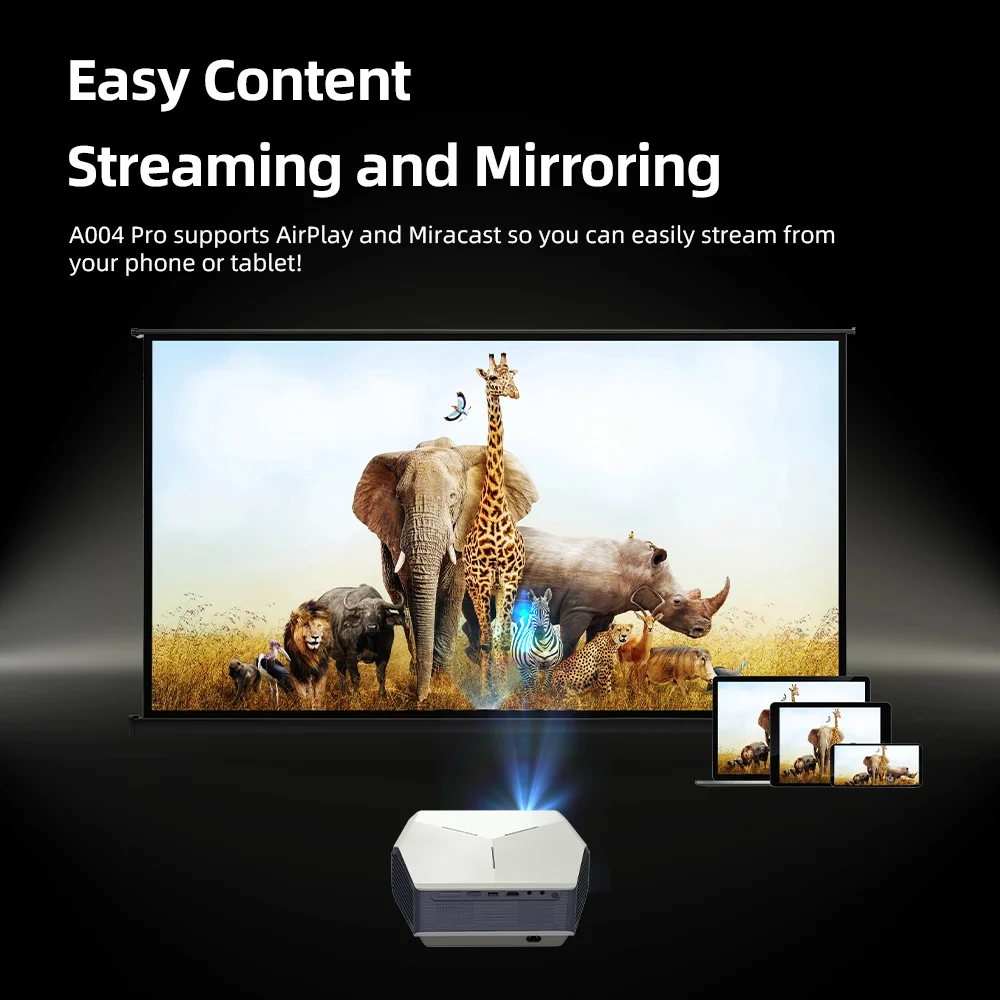 AUN A004 Pro Android Projector Portable Full HD Home Cinema 4K Movie Decode 1080P VideoProjector Electric Focus 3D MINI Theater