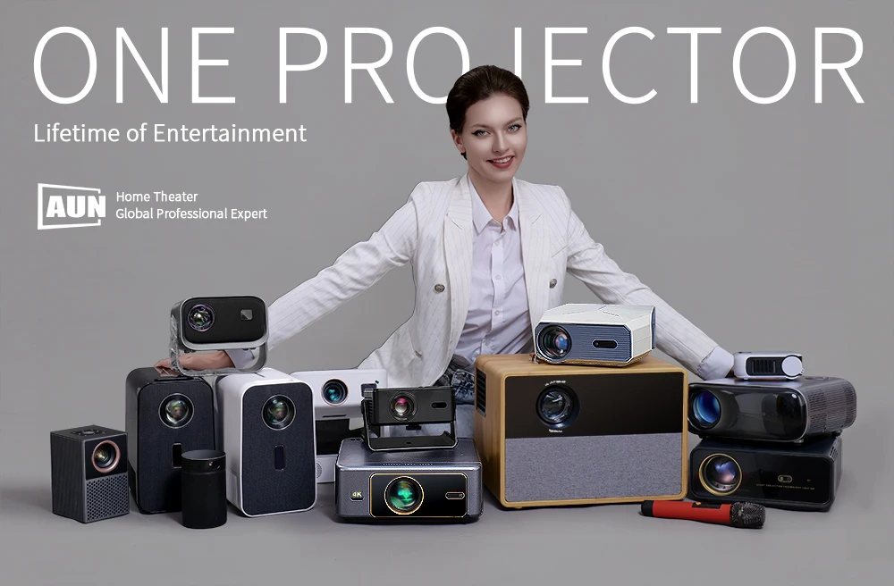 AUN A004 Pro Android Projector Portable Full HD Home Cinema 4K Movie Decode 1080P VideoProjector Electric Focus 3D MINI Theater