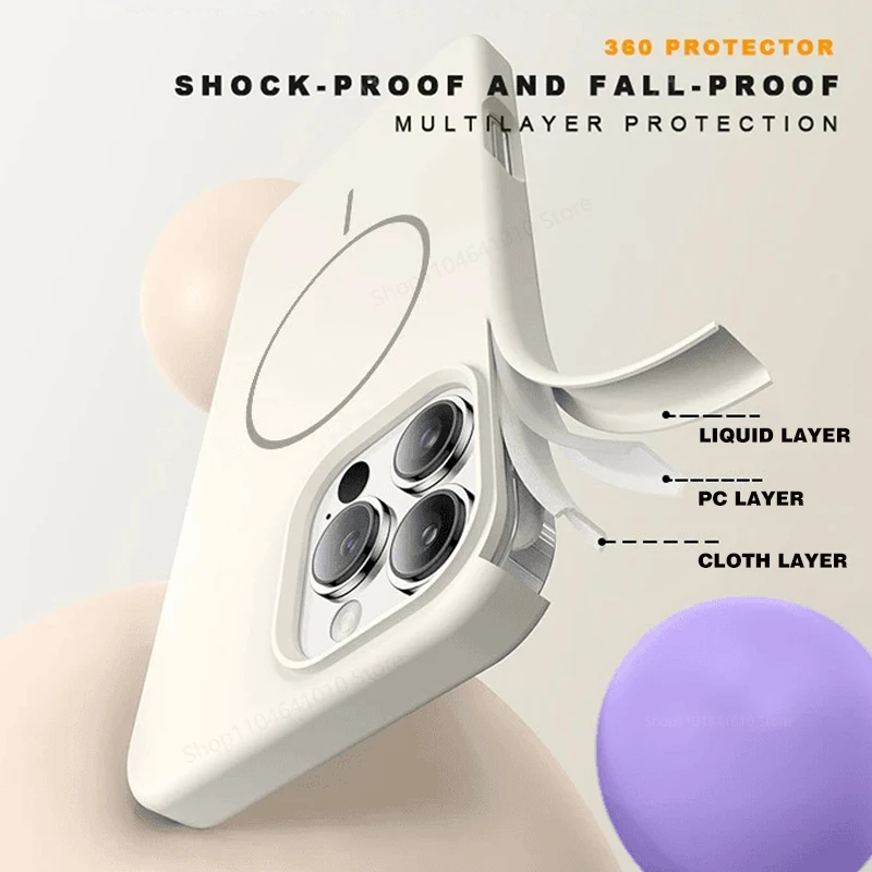 Magnetic Phone Case For iPhone 15 14 16 Plus 11 12 13 16 Pro Shockproof Silicone Cover Magsafe Wireless Charge Phone Accessories