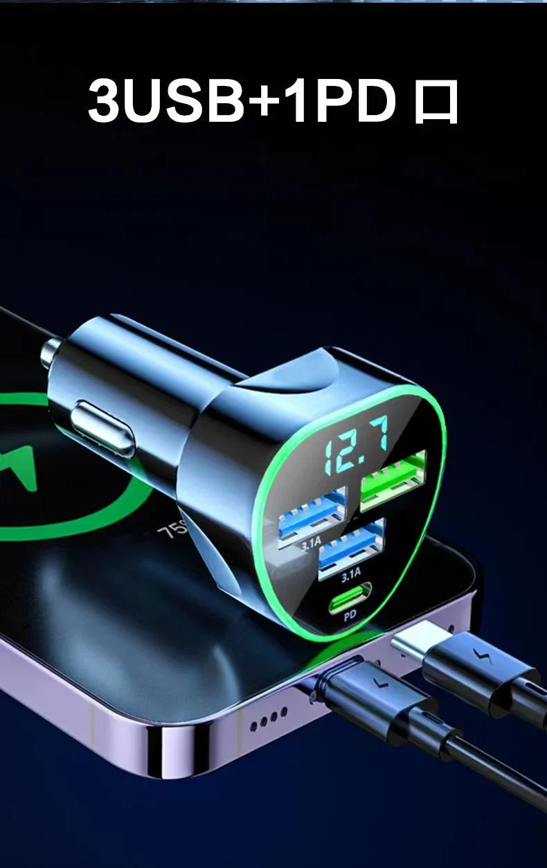 UYUXIO USB C Car Phone Charger Super Fast Charge in Car with LED Voltage Display for iPhone Samsung Huawei Oneplus Android Phone UYUXIO USB C Car Phone Charger Super Fast Charge in Car with LED Voltage Display for iPhone Samsung Huawei Oneplus Android Phone