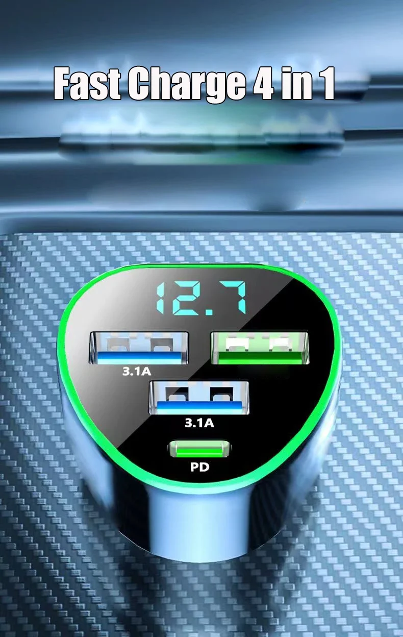 UYUXIO USB C Car Phone Charger Super Fast Charge in Car with LED Voltage Display for iPhone Samsung Huawei Oneplus Android Phone UYUXIO USB C Car Phone Charger Super Fast Charge in Car with LED Voltage Display for iPhone Samsung Huawei Oneplus Android Phone