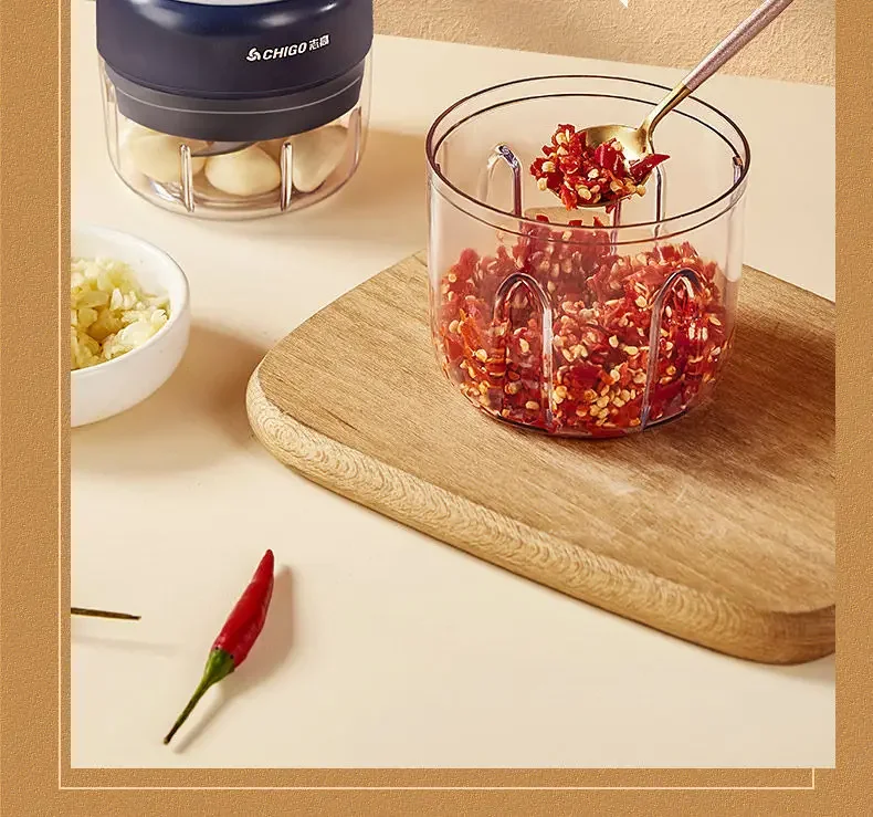 Chigo Meat Chopper Cutting Machine Home Appliance Electric Blender Household Wireless Portable Garlic Pounder Shredder Grinders