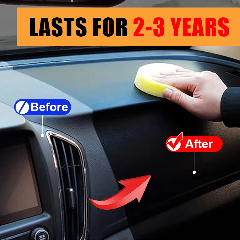 Car Plastic Restorer Crystal Clear Auto Interior Leather & Panel Renewal Wax Coating Agent Back To Black Gloss Car Wax Polish